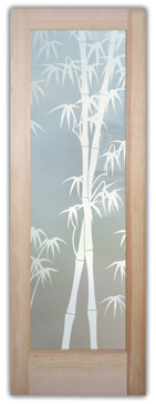 Interior Door with Frosted Glass Asian Bamboo Shoots Design by Sans Soucie