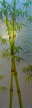 Entry Insert with Frosted Glass Asian Bamboo Shoots Design by Sans Soucie