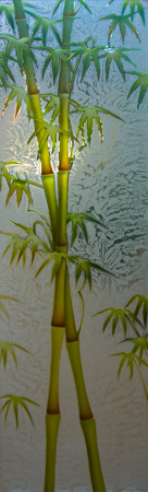 Door Glass Insert with Frosted Glass Asian Bamboo Shoots Design by Sans Soucie