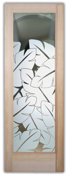 Handmade Sandblasted Frosted Glass Front Door for Not Private Featuring a Tropical Design Banana Leaves by Sans Soucie