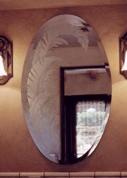 Decorative Mirror with Frosted Glass Tropical Banana Leaves Curved Design by Sans Soucie