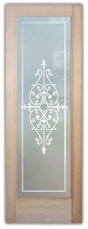 Interior Door with Frosted Glass Wrought Iron Barcelona Design by Sans Soucie