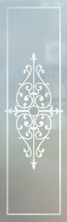 Door Glass Insert with Frosted Glass Wrought Iron Barcelona Design by Sans Soucie