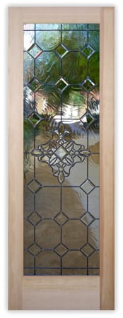 Interior Door with a sandblast Frosted Glass Traditional Design Custom-Designed Decorative Etched Glass