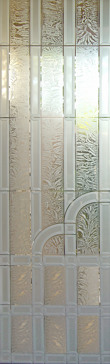Art Glass Entry Insert Featuring Sandblast Frosted Glass by Sans Soucie for Semi-Private with Traditional Berringer Design