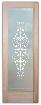 Art Glass Front Door Featuring Sandblast Frosted Glass by Sans Soucie for Private with Traditional Bordeaux Design