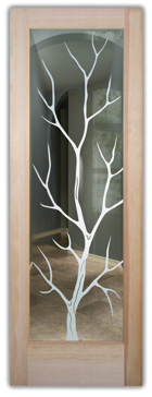 Front Door with a Frosted Glass Branch Out Trees Design for Not Private by Sans Soucie Art Glass