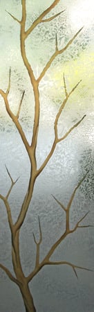 Door Glass Insert with a sandblast Frosted Glass Tree Design Custom-Designed Decorative Etched Glass
