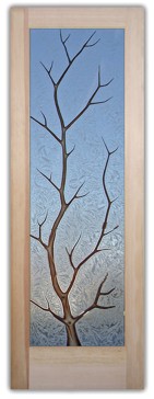 Front Door with a Frosted Glass Branch Out Trees Design for Semi-Private by Sans Soucie Art Glass
