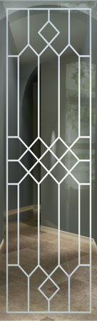 Door Glass Insert featuring a Frosted Glass Traditional Design Sandblast Etched Glass Camelot Design by Sans Soucie