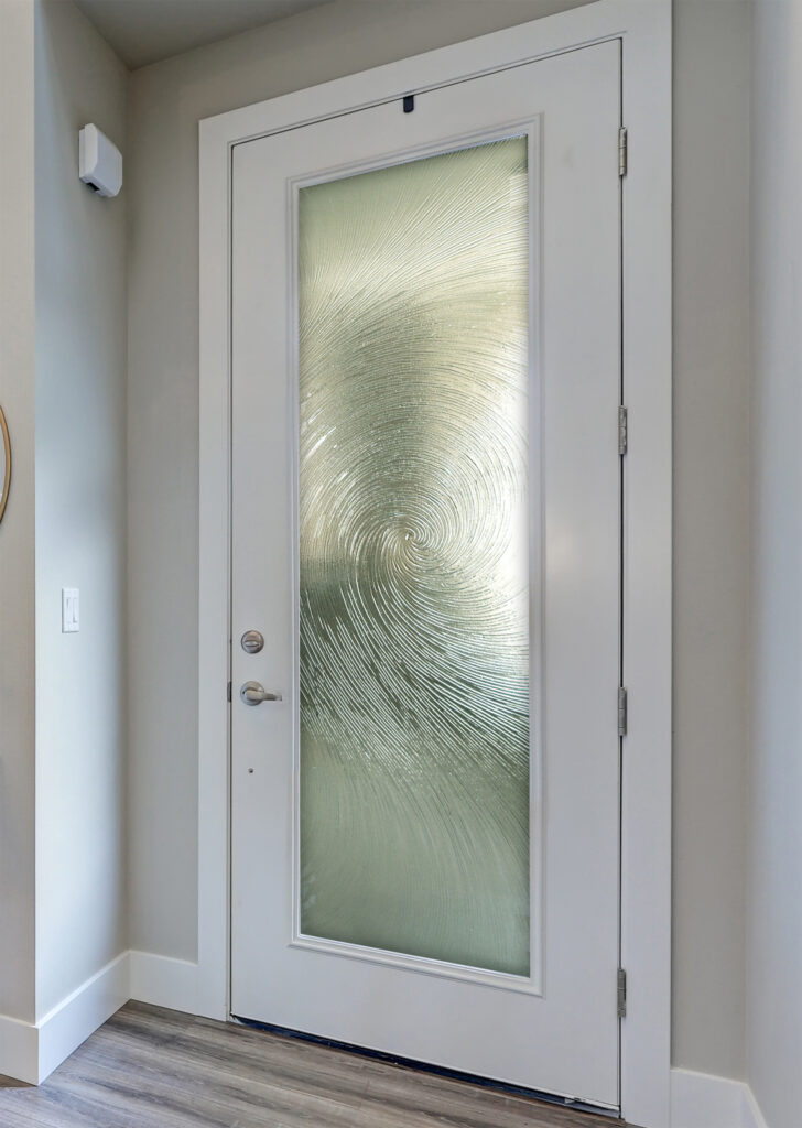 Textured glass single entry door
