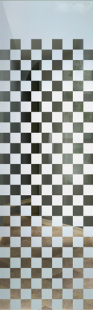 Door Glass Insert featuring a Frosted Glass Geometric Design Sandblast Etched Glass Checkerboard Design by Sans Soucie