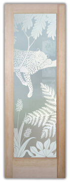 Front Door with Frosted Glass Wildlife Cheetah Design by Sans Soucie