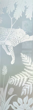 Door Glass Insert with Frosted Glass Wildlife Cheetah Design by Sans Soucie