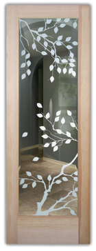 Not Private Front Door with Sandblast Etched Glass Art by Sans Soucie Featuring Cherry Tree Asian Design