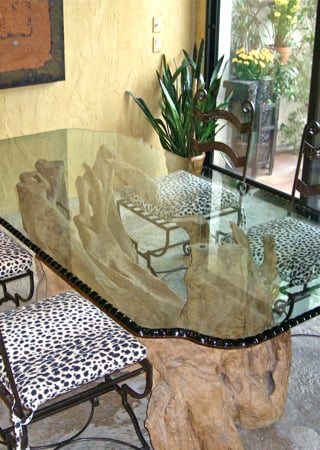 Glass Dining Table with sandblast Frosted Glass Design Art Glass Featuring Sandblast Etched Glass by Sans Soucie