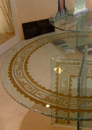 Glass Dining Table with Frosted Glass Borders Tiki Border Design by Sans Soucie