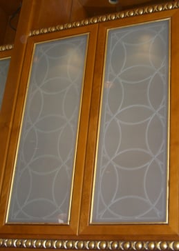 Cabinet Glass with Frosted Glass Geometric Circles Intersecting Large Scale Design by Sans Soucie