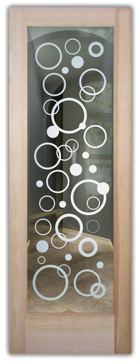 Not Private Interior Door with Sandblast Etched Glass Art by Sans Soucie Featuring Circularity Geometric Design