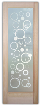 Private Front Door with Sandblast Etched Glass Art by Sans Soucie Featuring Circularity Geometric Design