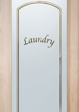 Semi-Private Laundry Door with Sandblast Etched Glass Art by Sans Soucie Featuring Classic Arched Traditional Design