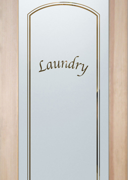 Semi-Private Laundry Door with Sandblast Etched Glass Art by Sans Soucie Featuring Classic Arched Traditional Design