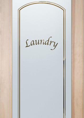 Laundry Room Door showcasing a Frosted Glass Traditional Design with Sandblast Etched Glass Art by Sans Soucie Classic Arched Design