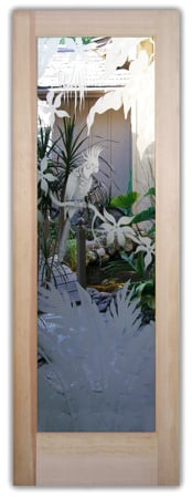 Interior Door with Frosted Glass Wildlife Cockatoo in Paradise Design by Sans Soucie