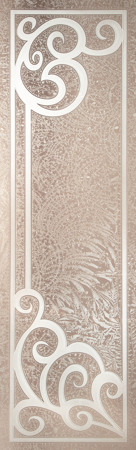 Door Glass Insert featuring Frosted Glass Design Etched Glass by Sans Soucie Art Glass with Custom Wrought Iron Design Concorde