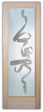 Art Glass Interior Door Featuring Sandblast Frosted Glass by Sans Soucie for Semi-Private with Geometric Cords Design