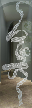 Art Glass Interior Insert Featuring Sandblast Frosted Glass by Sans Soucie for Not Private with Geometric Cords Design