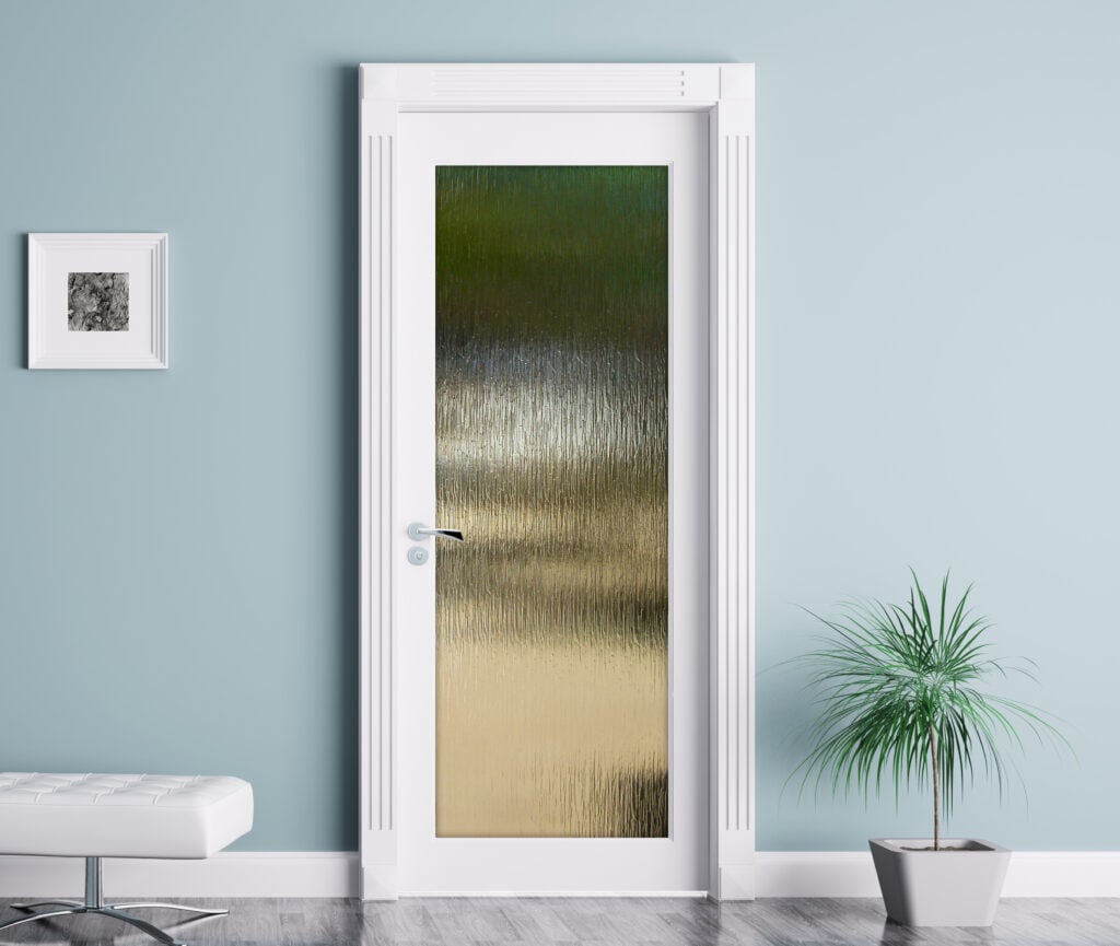 Cotswald Clear Semi-Private Textured Glass Machine Rain Glass Doors Exterior Entry Interior Door Sans Soucie