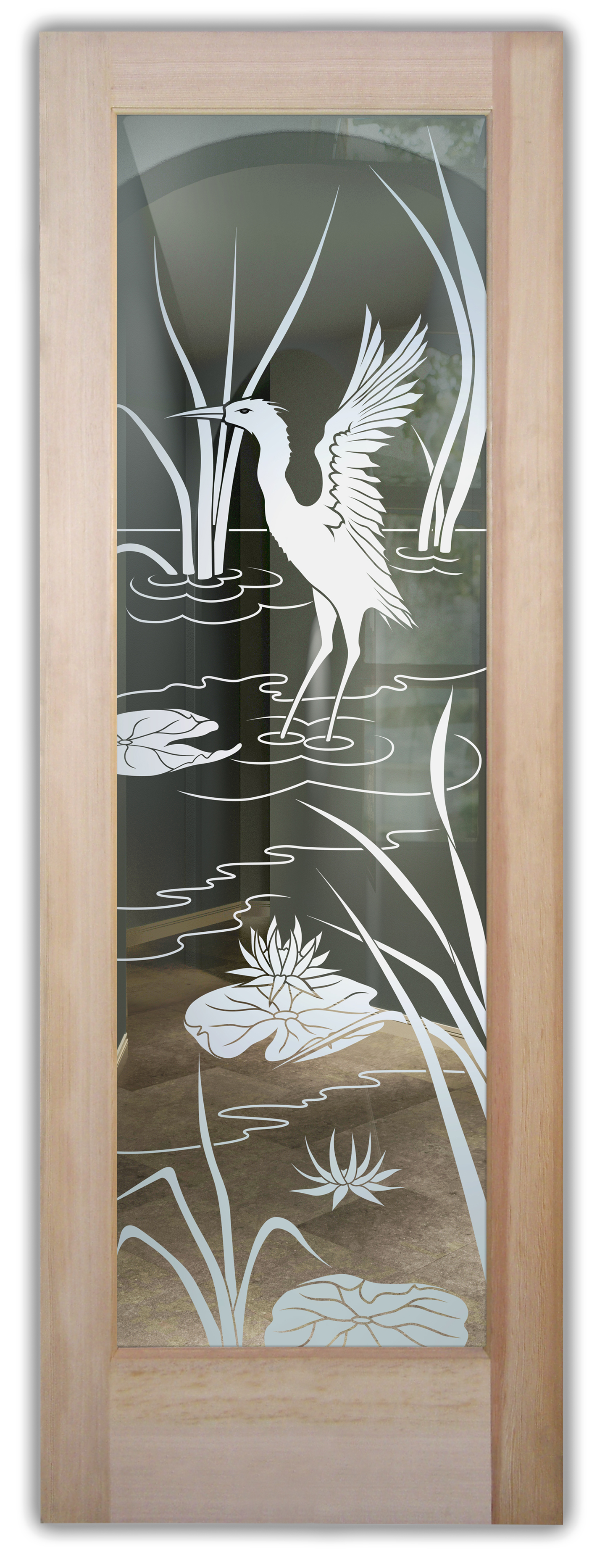 Frosted Sandblasted Glass 1D Design: Cranes A 1D Positive - NOT Private