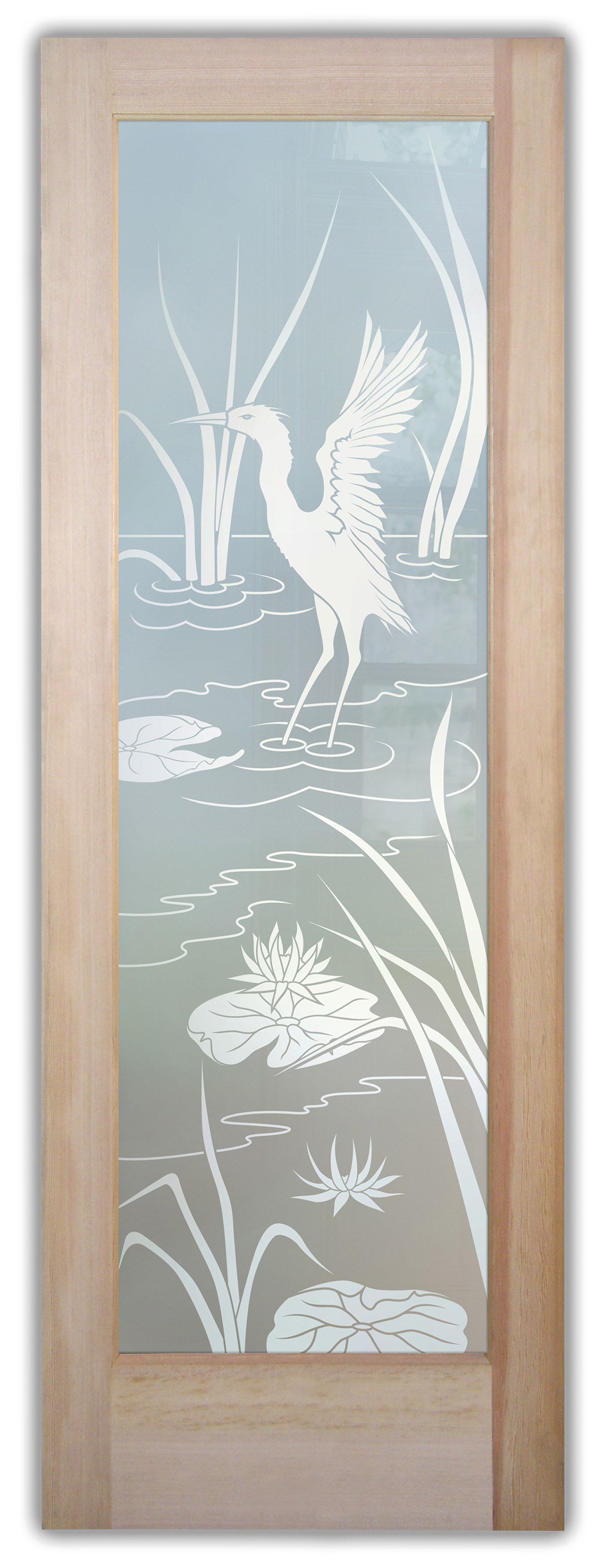Frosted Sandblasted Glass 1D Design: Cranes A 1D Private – 100% Obscure