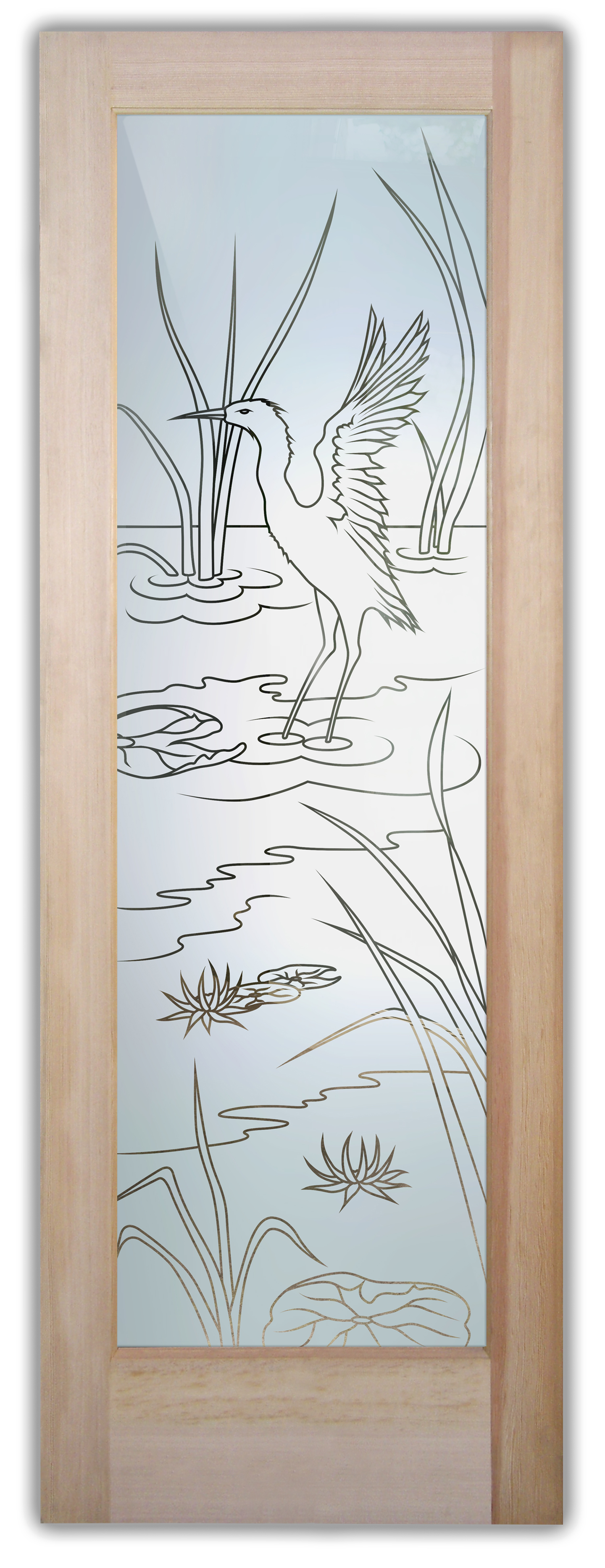 Frosted Sandblasted Glass 1D Design: Cranes A 1D Pinstripe - MORE Private