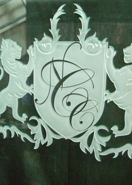 Interior Insert with Frosted Glass Traditional Family Crest NCC Design by Sans Soucie