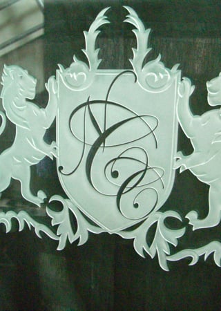 Shower Enclosure with Frosted Glass Traditional Family Crest NCC Design by Sans Soucie