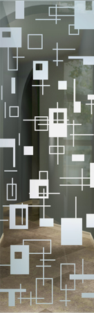 Door Glass Insert with a Frosted Glass Cross Bars Geometric Design for Semi-Private by Sans Soucie Art Glass