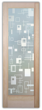 Front Door with a Frosted Glass Cross Bars Geometric Design for Private by Sans Soucie Art Glass