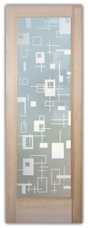 Interior Door with a Frosted Glass Cross Bars Geometric Design for Semi-Private by Sans Soucie Art Glass