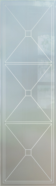 Art Glass Interior Insert Featuring Sandblast Frosted Glass by Sans Soucie for Private with Geometric Cross Hatch Design