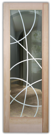 Front Door with Frosted Glass Geometric Crosscut Design by Sans Soucie