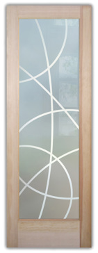 Interior Door with Frosted Glass Geometric Crosscut Design by Sans Soucie