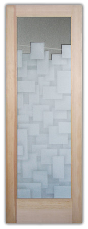 Front Door showcasing a Frosted Glass Geometric Design with Sandblast Etched Glass Art by Sans Soucie Cubes Design