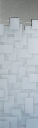 Door Glass Insert showcasing a Frosted Glass Geometric Design with Sandblast Etched Glass Art by Sans Soucie Cubes Design