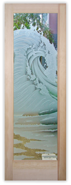 Art Glass Interior Door Featuring Sandblast Frosted Glass by Sans Soucie for Not Private with Oceanic Curl Design