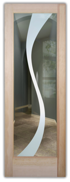 Front Door with a Frosted Glass Curvature Geometric Design for Not Private by Sans Soucie Art Glass