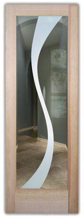 Front Door with a Frosted Glass Curvature Geometric Design for Semi-Private by Sans Soucie Art Glass