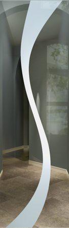 Door Glass Insert with a Frosted Glass Curvature Geometric Design for Semi-Private by Sans Soucie Art Glass