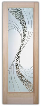 Art Glass Interior Door Featuring Sandblast Frosted Glass by Sans Soucie for Semi-Private with Abstract Cyclone Design